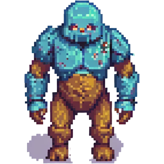 a golem, fantasy creature, pixel art style, fantasy character emoji