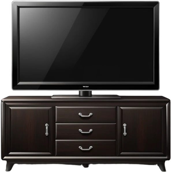 modern tv standing on a super luxurious dark cupboard emoji