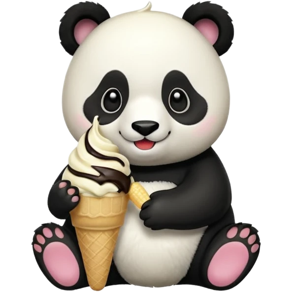 Panda eating ice cream emoji