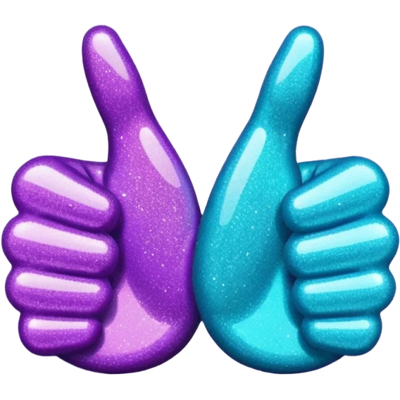 Glitter purple and cian thumbs up emoji