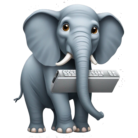 A elephant with an computer ￼  emoji