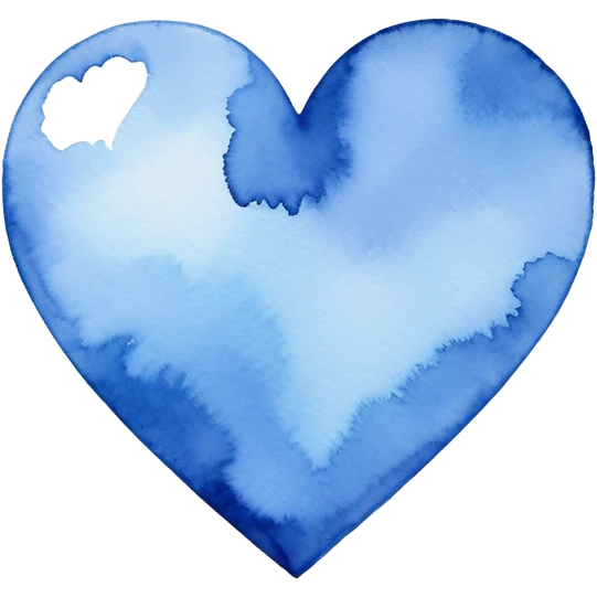 minimalist watercolor heart icon, monochromatic blue washes, soft bleeding edges, on textured white paper, serene and emotional, perfect for app icon, transparent background, flat lay --style raw --stylize 150 emoji