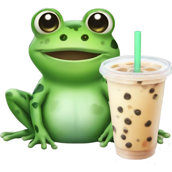 frog with bubble tea emoji