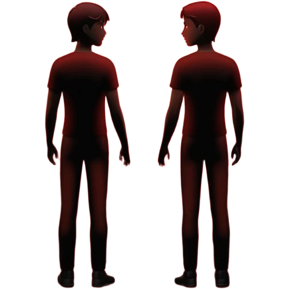 two silhouettes facing away from each other with a heart between emoji