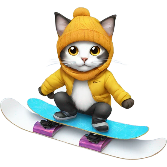 cat on a snowboard  emoji