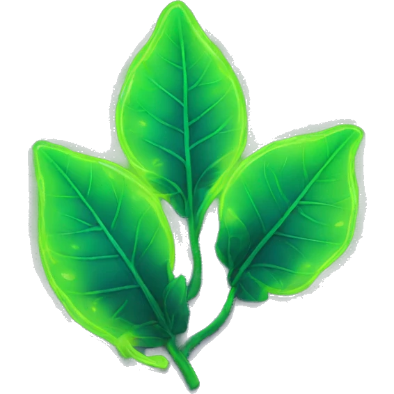 Leaves glowing neon emoji