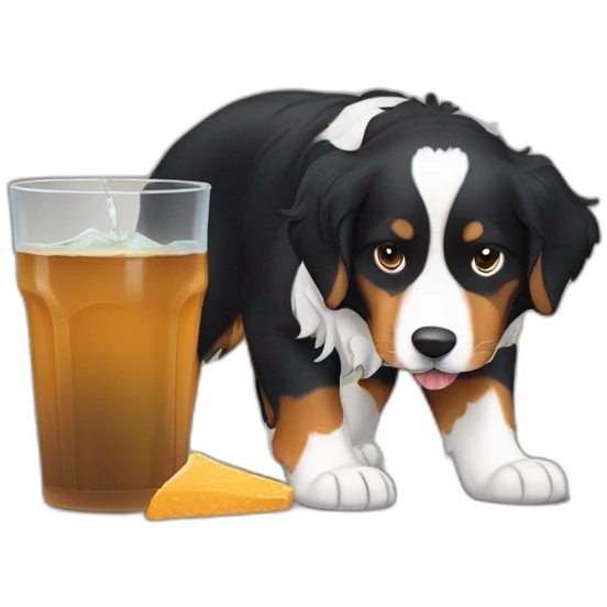 bernese dog drinking digging emoji