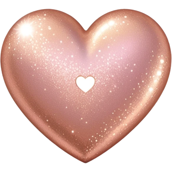 Edit the glittery gold color heart to a glittery rose gold color heart with a subtle gradient and no border. Keep the background transparent. Maintain the glittery texture and subtle gradient effect in rose gold tones emoji