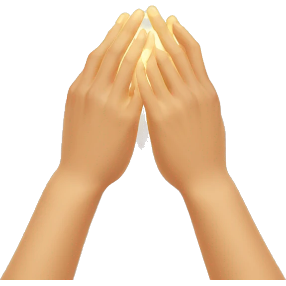  Two hands touching, radiating light emoji