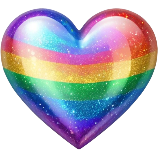 glitter heart with rainbow colors emoji