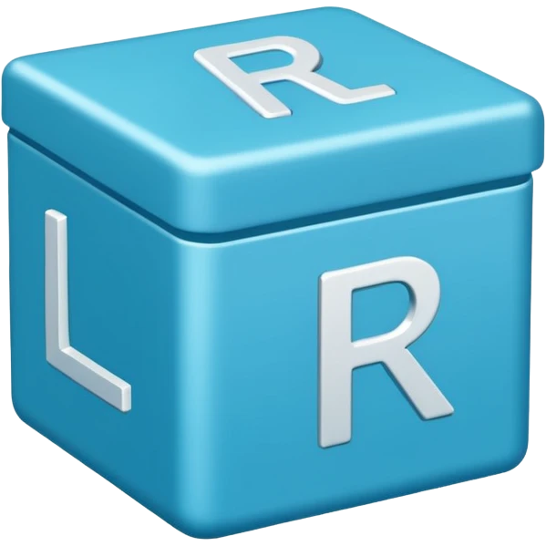 The letters LR in a blue box 2D emoji