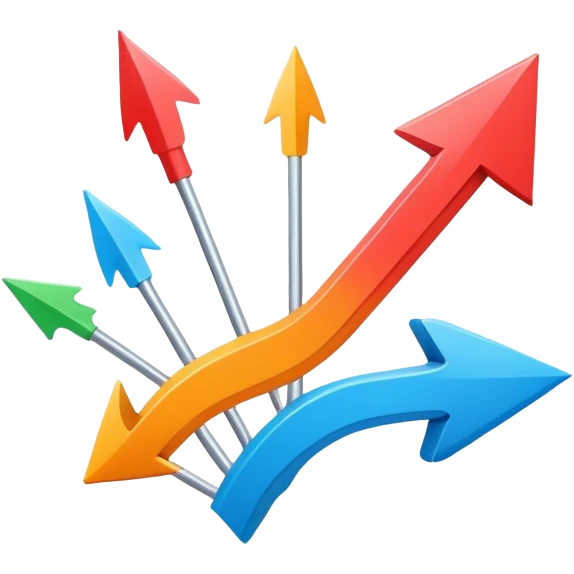 Lean Marketing concept with efficiency arrows, minimalist design, optimization charts emoji