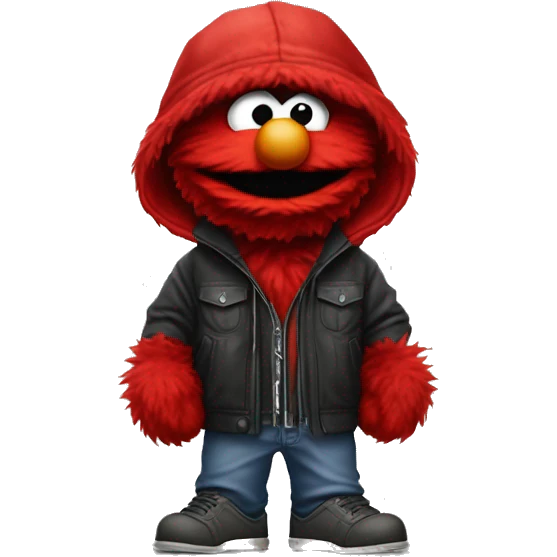 Thug-Life Gangster-style Hood-version of Elmo:
A small, red, furry monster with a high-pitched giggle and endless curiosity. Elmo loves to learn, laugh, and spread joy and fun. emoji