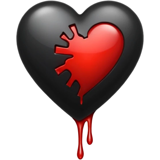 BLACK BROKEN HEART, LITTLE DARK RED BLOOD, DRIPS FROM THE BROKEN CRACK. emoji