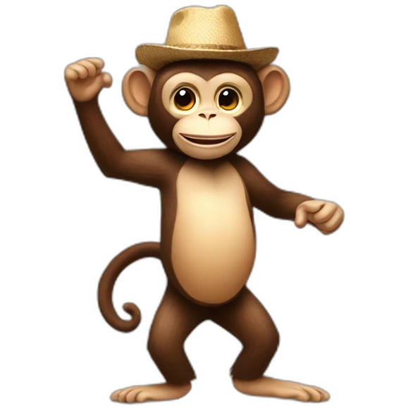 Monkey dancing with bongos and hat emoji