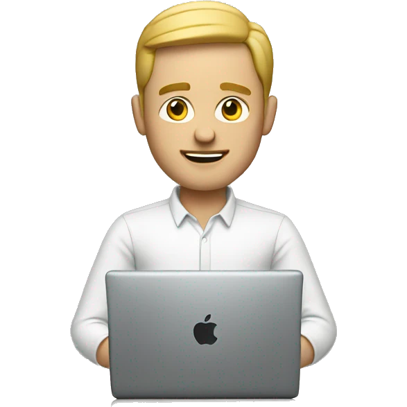 a white man with macbook emoji