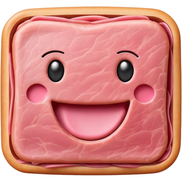 kawaii SMILE face EMOJI made of SPAM MEAT emoji