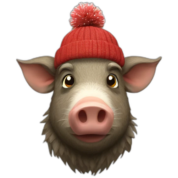 boar in winter hat emoji