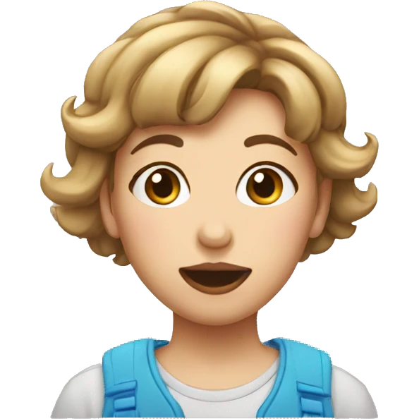 A girl with flip over hairstyle chewing gum emoji