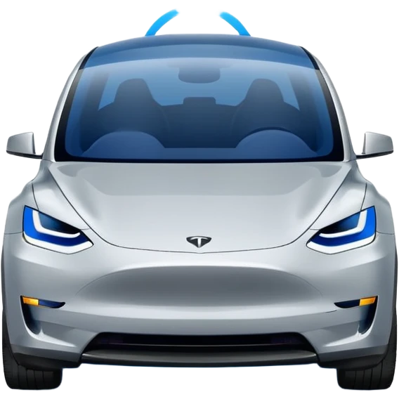 A Tesla Model Y parallel parking with a blue trajectory showing the planned path emoji