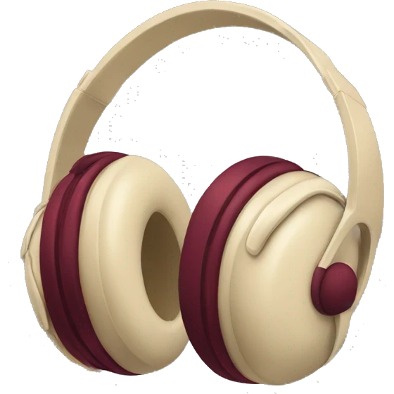 beige headphones with burgundy bow emoji