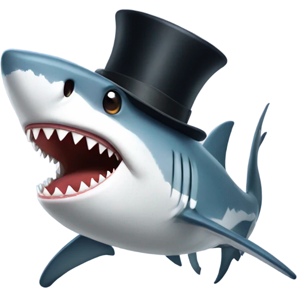 Shark with a top hat emoji