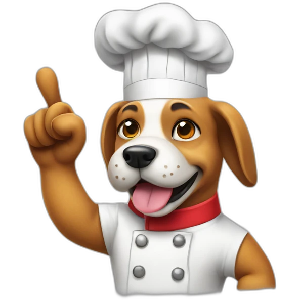 Dog chef with a hand with one finger up emoji