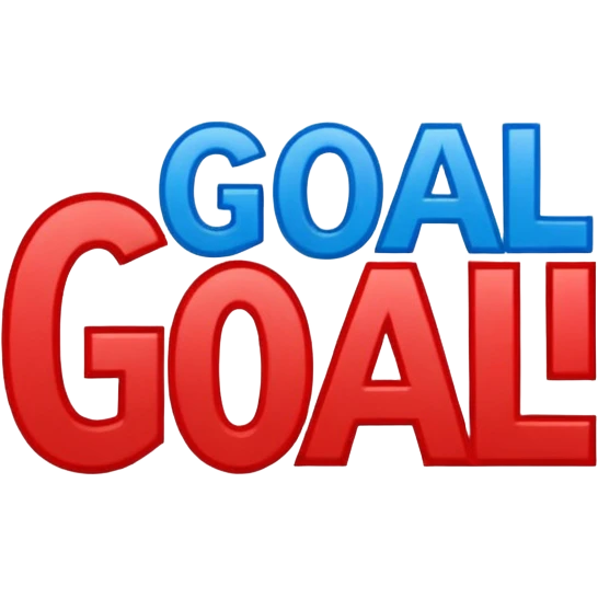 Word “Goal” sign comic style blue (#00A3E0) and red (#F9423A)  emoji