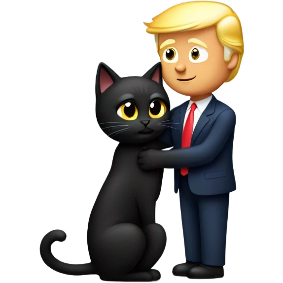 trump hugging black cat emoji
