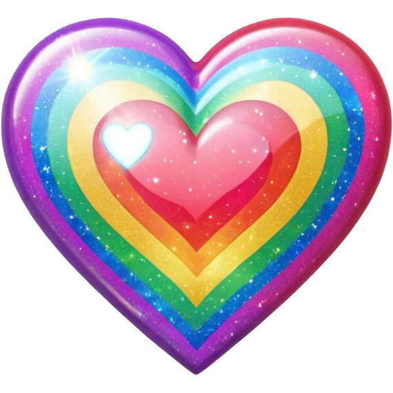 glitter heart with rainbow sparkles emoji