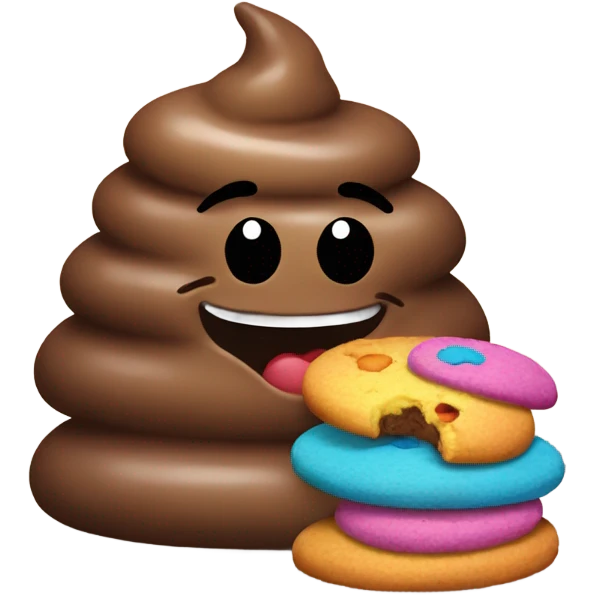 Poop emoji eating cookies emoji