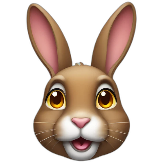 Brown eyed rabbit with wild colors emoji