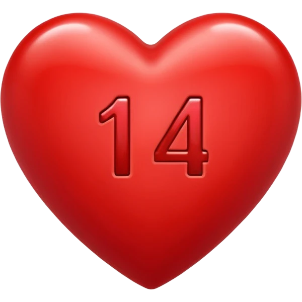 the number "14" in a red heart emoji