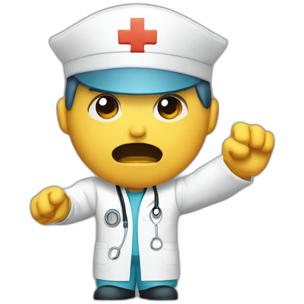 Angry male nurse throwing a xiring away emoji