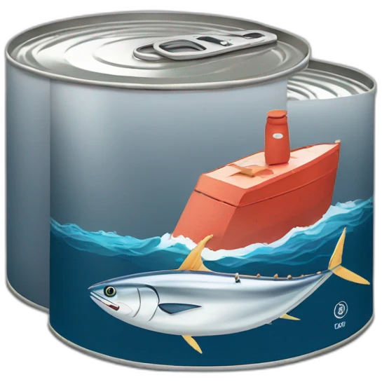 tin can of tuna with a two sails boat emoji