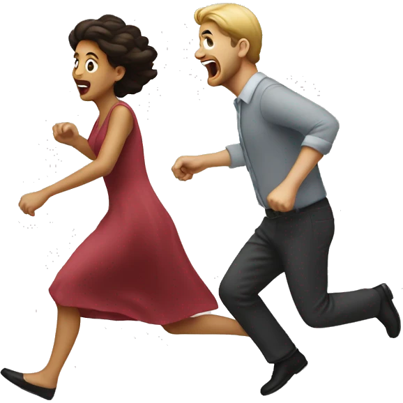 Woman chasing man emoji