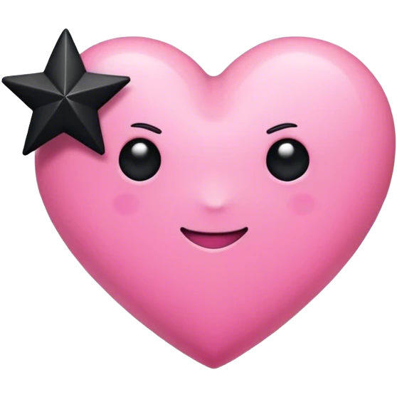pink heart and black star emoji