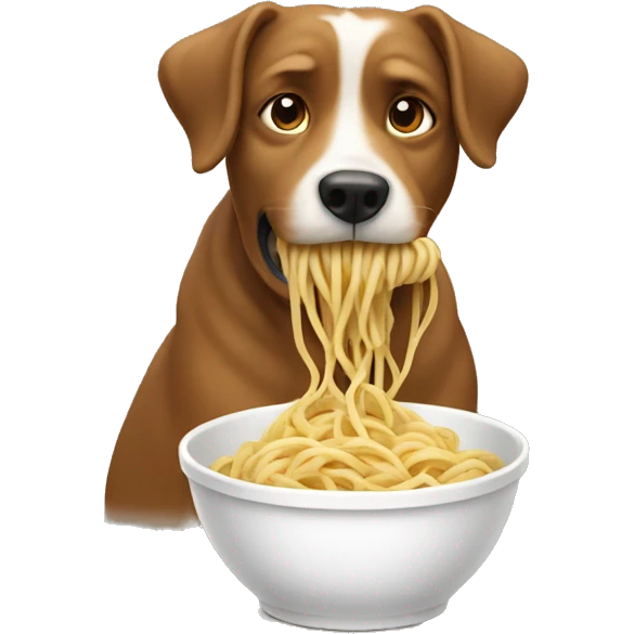 Dog eat noodle emoji