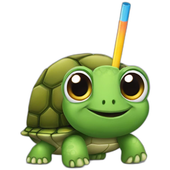 turtle with drinking straw emoji