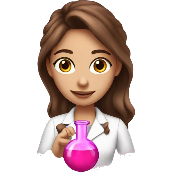 beautiful girl with brown hair doing pink chemistry  emoji