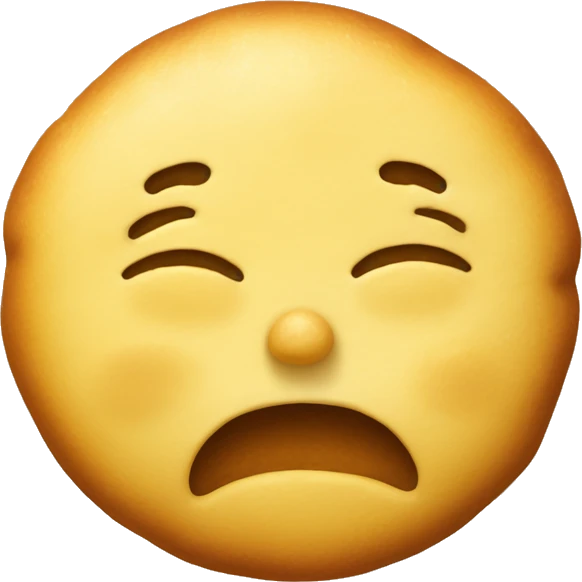 yellow round emoji head with closed eyes, tongue out and with thick stains of dough on face emoji