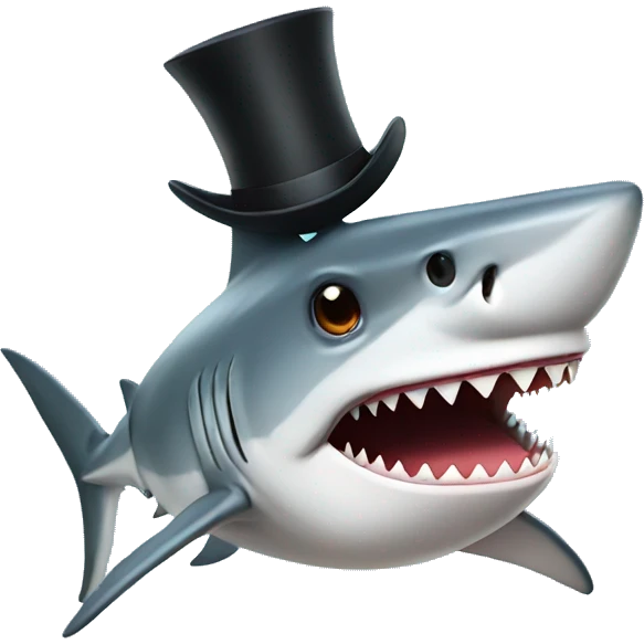 Shark with a top hat emoji