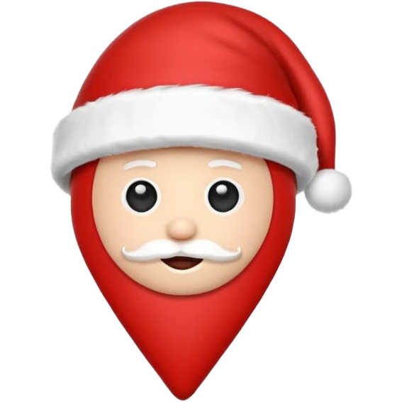 Create an icon of a location pin with a Christmas Santa hat on top, in a clean, modern, flat style. emoji