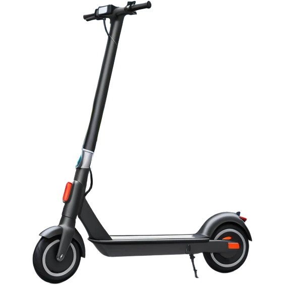 An icon featuring a sleek electric scooter with a modern design, parked on a smooth city sidewalk. The background shows a bustling urban landscape with clear skies, tall buildings, and pedestrians walking by. The scooter is highlighted as a symbol of eco-friendly transportation and modern mobility.  emoji