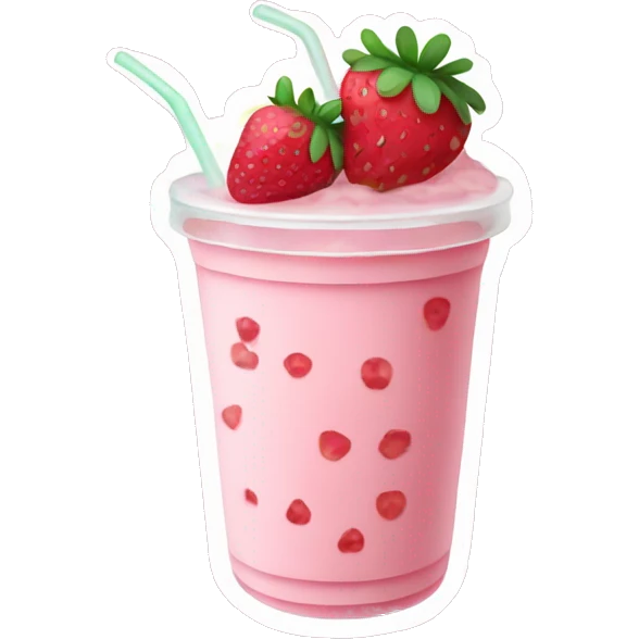 Light pink boba with strawberries  emoji