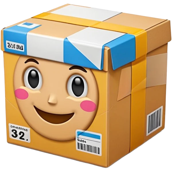 3D Apple-style emoji of a cardboard delivery box with a shipping label and tape. Rounded, glossy, smooth, soft shadows, white background.


 emoji