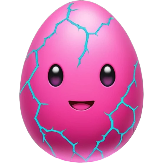 cute pink egg with glowing neon cracks, red and pink energy inside, small smoke, magical aura, kawaii epic style, bold outline, transparent background, twitch emote emoji