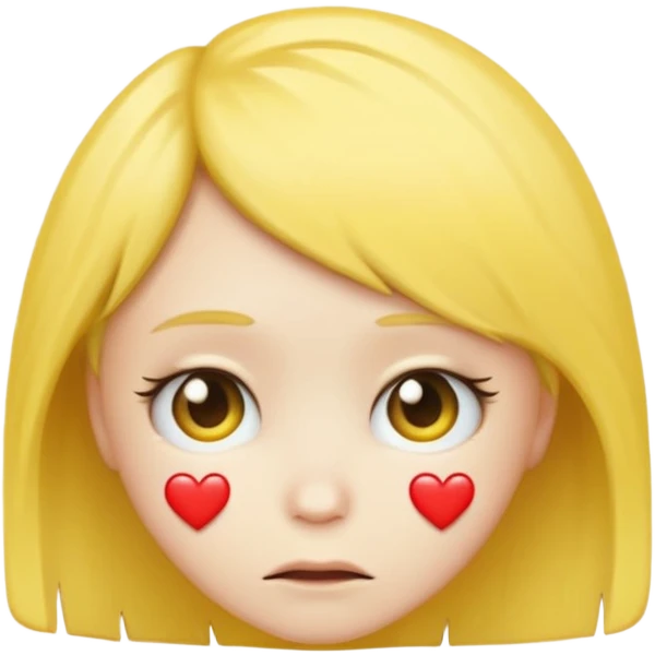 classic yellow emoji of a heart with emo hairstyle and sad expression emoji