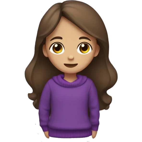 winter, christmas, hispanic, long brown hair, girl, brown eyes, child, full body, purple sweater emoji