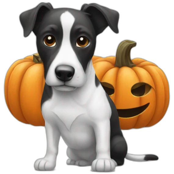 black and white doodle with a pumpkin emoji